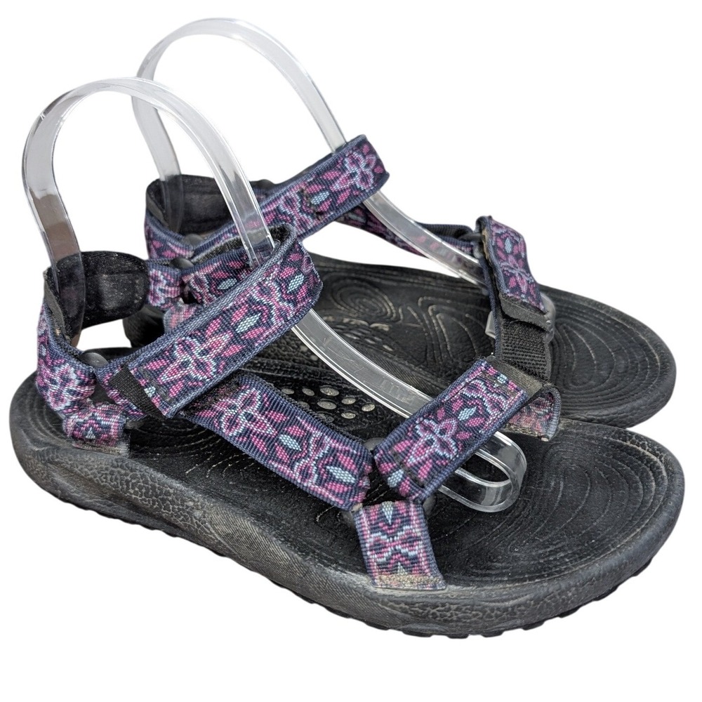 Teva Women's 7 Sandals black Purple Geometric Pattern Velcro Closure